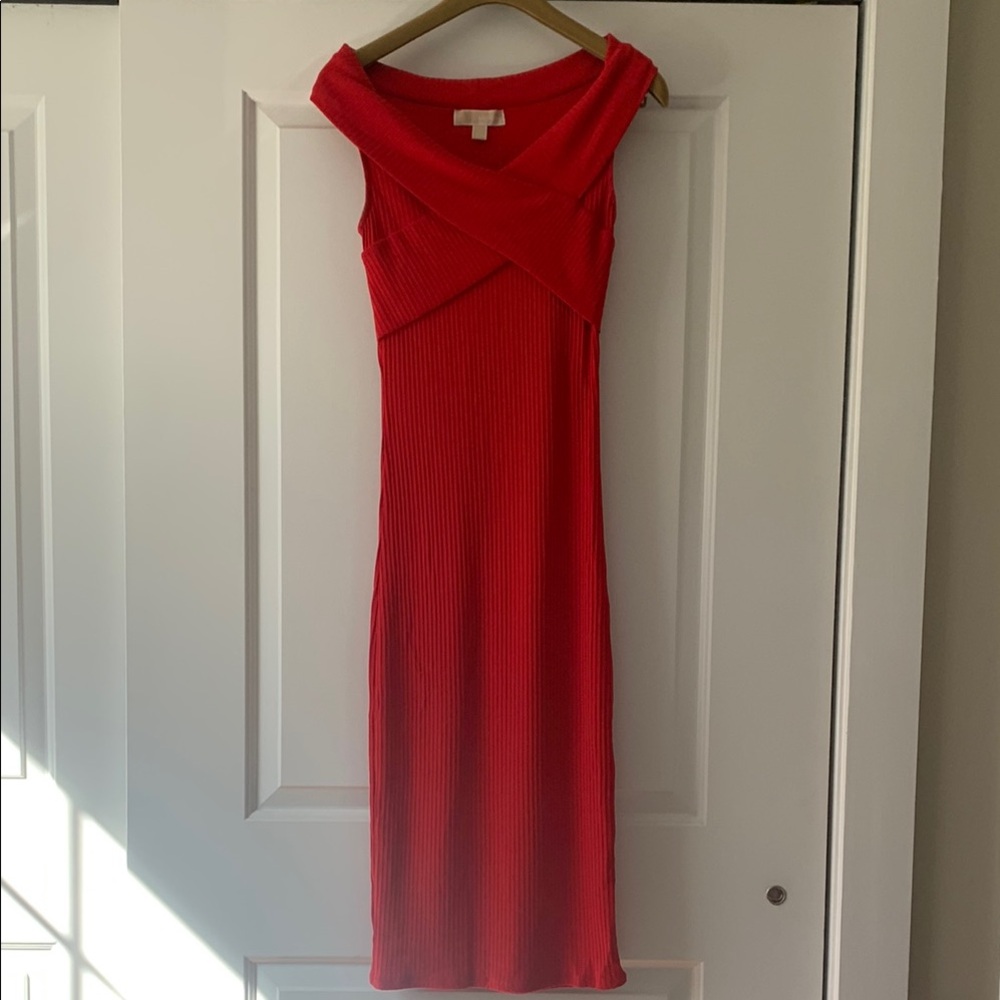 Michael Kors Sexy Red Off-Shoulder Dress